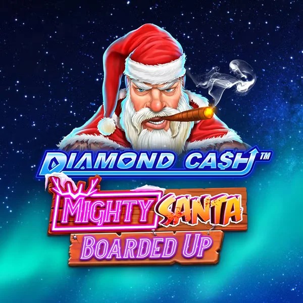 Diamond Cash Mighty Santa Boarded Up slot logo by Greentube at SkyHills Casino