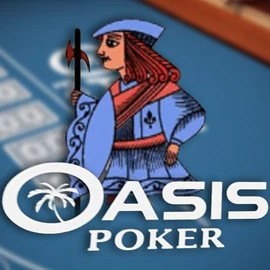 Oasis Poker slot logo by Nucleus Gaming at SkyHills Casino